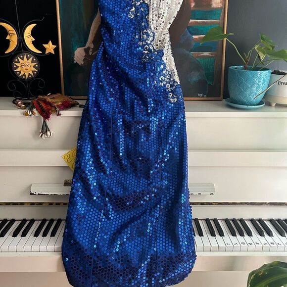 Night Moves Strapless Royal Blue Sequin Dress 9/10 - Picture 3 of 16